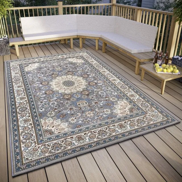 flycarpets Flair Binnen & Buitenkleed Vloerkleed Kadi Oosters Motief - Grijs / Creme