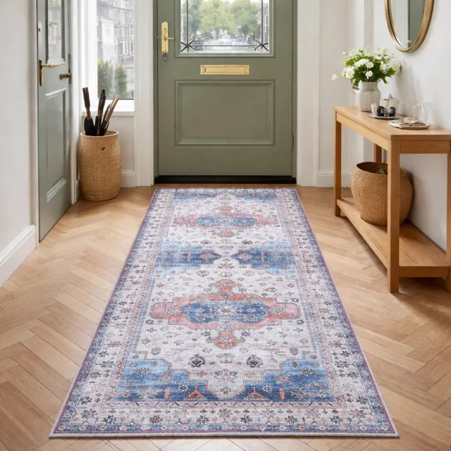 Lavandoux Tapijtloper - Chtouka - Ivoor en Blauw en Terracotta - 80 x 200 cm Multi