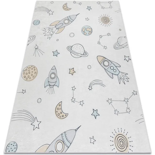 RUGSX Kleden Rugsx BAMBINO 1278 tapijt wasbaar Ruimte raket voor Beige