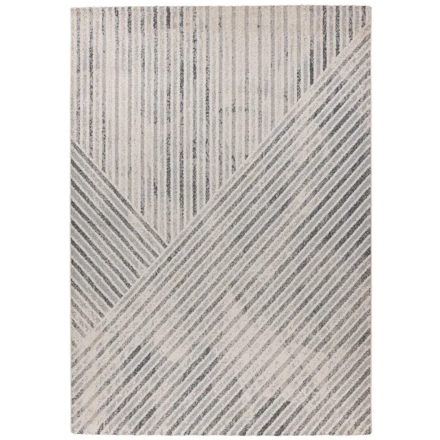 Padiro design laagpolig vloerkleed 120 x 170 cm - lichtbeige - modern abstract ontwerp - voor vloerverwarming - van polypropyleen en jute