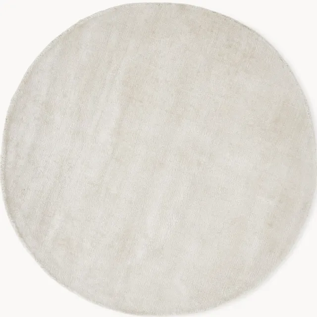 Westwing Collection Rond viscose vloerkleed Jane, handgeweven Wit