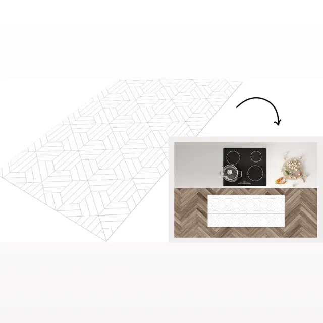KitchenYeah Keukenloper - Loper keuken - Patroon - Lijn - Design - Zwart - Wit - Keukenloper vinyl Multicolor