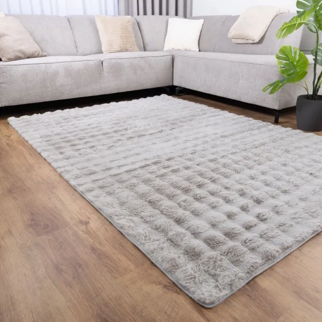Koho Carpets Lichtgrijs Tapijt Zacht Hoogpolig Vloerkleed Koho Bubble - 200x290cm- Modern - Woonkamer - Salon - Slaapkamer - Eetkamer
