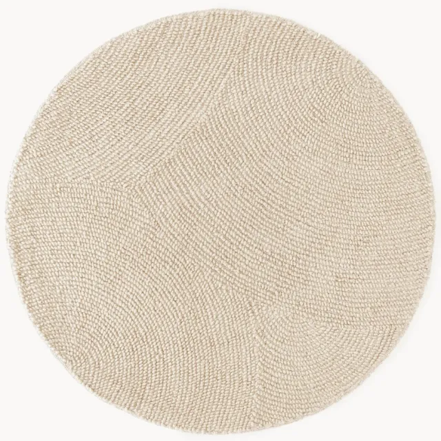 Westwing Collection Rond wollen vloerkleed Eleni, handgetuft Beige