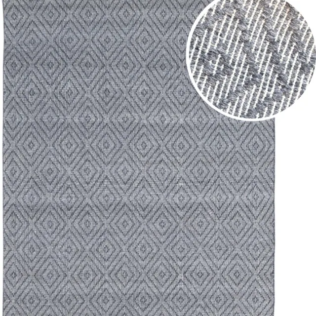 Axi Bali Buitenkleed – Rechthoekig – 160 x 230 cm – Grijs – Geometrisch patroon - Buitenkleed – Buitentapijt – Weer- en UV-bestendig – Plat geweven – Tuintapijt – Voor binnen en buiten