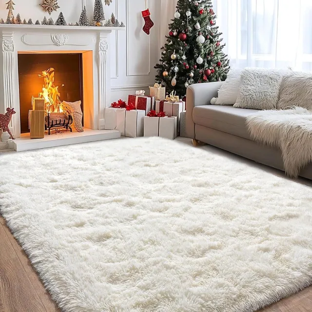Provento Hoogpolig vloerkleed 200 x 300 cm crème | Moderne wolachtige uitstraling | Antislip voor woonkamer, slaapkamer en kinderkamer Any