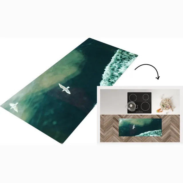 KitchenYeah Keukenloper - Loper keuken - Vogel - Water - Berg - Keukenloper vinyl Multicolor