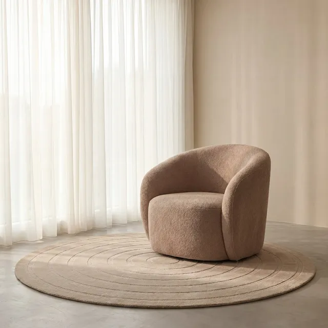 LABEL51 Agra Vloerkleden - Naturel - Polyester - 200x200 cm - Rond