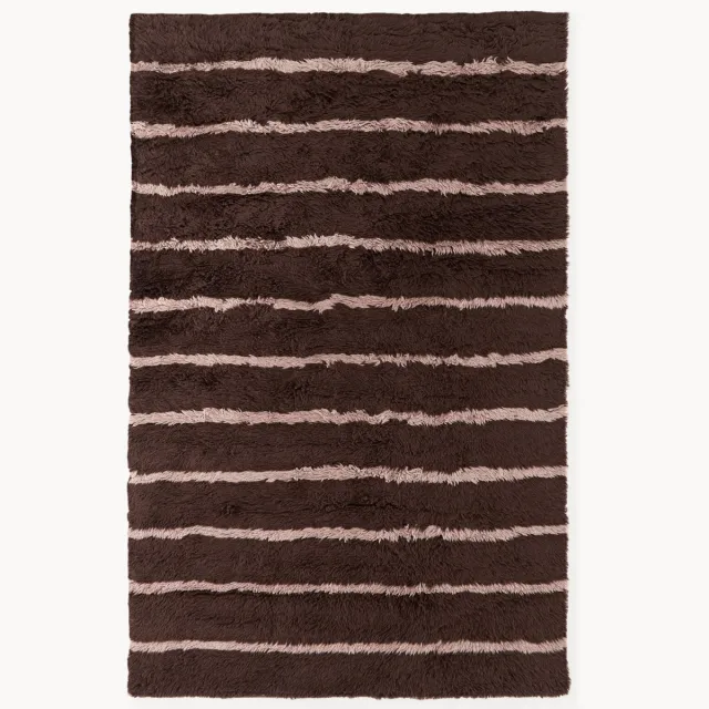 Westwing Collection Handgetuft hoogpolig wollen vloerkleed Chaz Bruin
