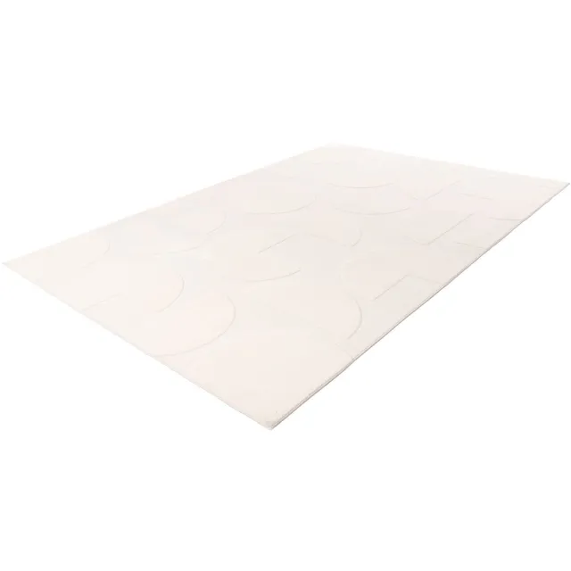 Lalee 3D Vloerkleed - Laagpolig - Modern Tapijt - Ivoor Wit - Superzacht en Ondersteunend - Uniek Pacman Design