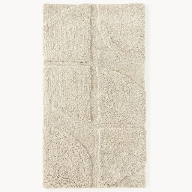 Westwing Collection Pluizig hoogpolig vloerkleed Jade met een verhoogde hoog-laag structuur Beige