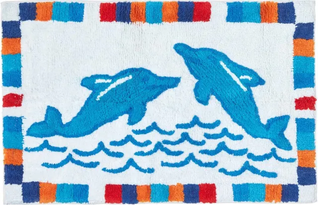 Homescapes kinderkleed dolfijnen 100% katoen Blauw, Wit, Oranje, Rood