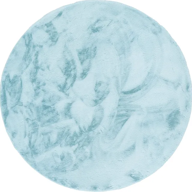 Pergamon Luxe Super Zachte Bont Vloerkleed Tapijt Plush Rond Blauw