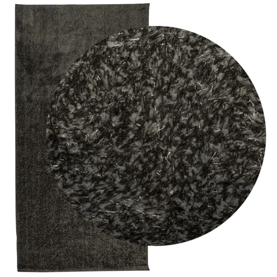 vidaXL Vloerkleed ISTAN hoogpolig glanzend 100x200 cm antracietkleurig Anthraciet