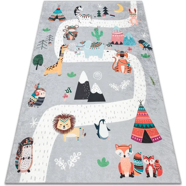 RUGSX Kleden Rugsx BAMBINO 2160 wasbaar tapijt Streets, indianendorp, 120x170 cm Grijs