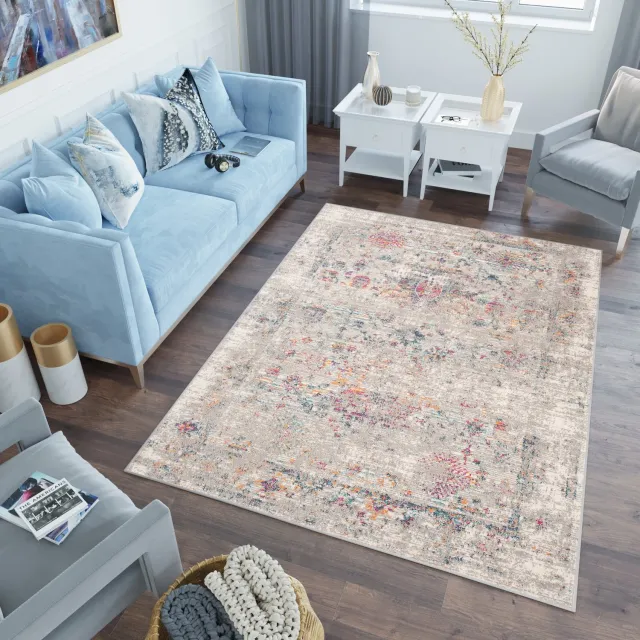 Tapiso Lazur Vloerkleed Grijs Modern Vintage Woonkamer Tapijt Maat- 60x100 Grijs 2