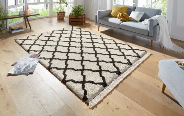 Mint rugs Hoogpolig vloerkleed Pearl - crème/donkerbruin 160x230