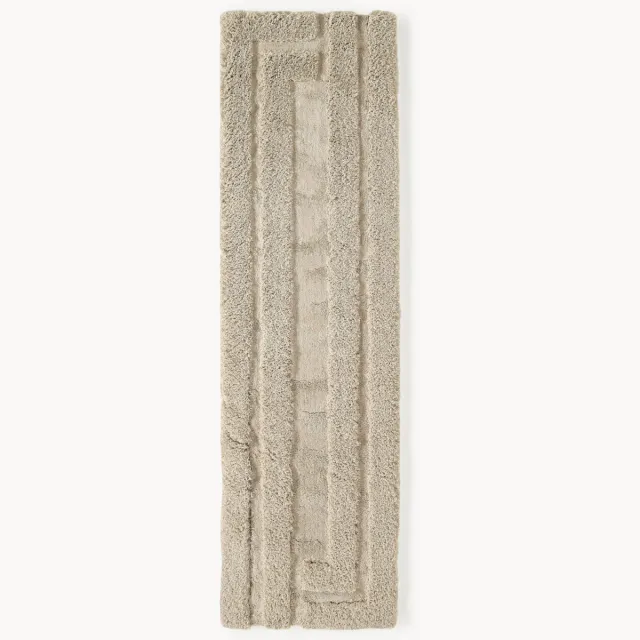 Westwing Collection Pluizige hoogpolige loper Genève met verhoogde hoog-laag structuur Beige
