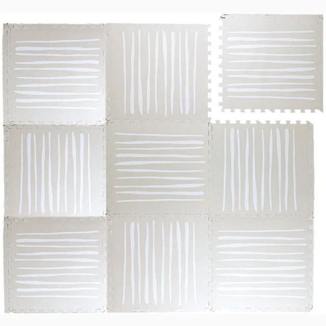 Little Olly Foam puzzelmat - Alfie XL Stripes Grijs/Beige - 180x180cm