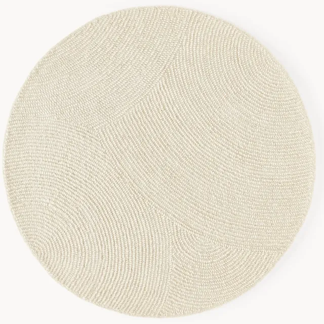 Westwing Collection Rond wollen vloerkleed Eleni, handgetuft Wit