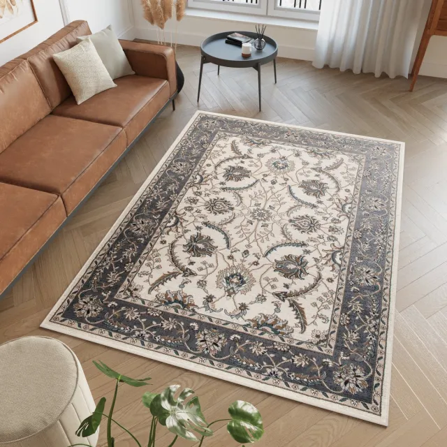 Tapiso Dubai Vloerkleed Bloemen Carpet Oriental Tapijt Oosters grijs creme2, foto 8