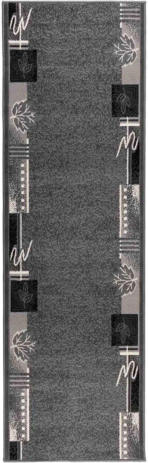 vidaXL Lopers - Tapijt - FLORNES - Geweven - Grijs - Bladeren - 80 - x - 150 - cm - PP