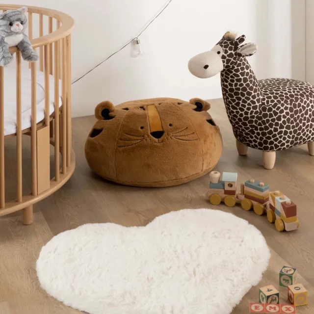 Tapeso Kindervloerkleed hart - Fluffy wit 70x80
