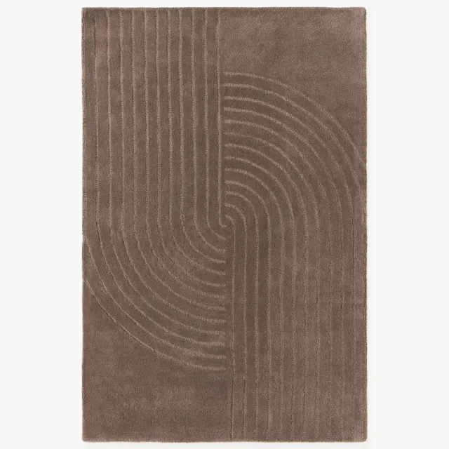 Westwing Collection Handgetuft wollen hoog-laag vloerkleed Mason Bruin