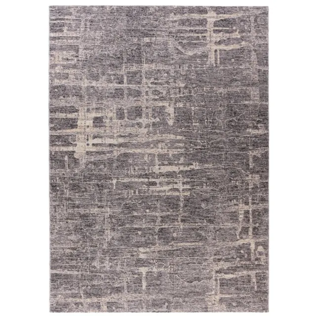 Padiro design laagpolig vloerkleed 120 x 170 cm - donkergrijs - modern abstract ontwerp - voor vloerverwarming - van polyester en katoen