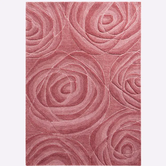 Tapijt bloemenstructuur vloerkleed roze bordeaux roze/bordeaux