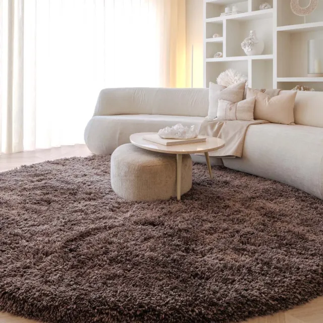Nordic Weavers Shaggy vloerkleed rond - Sveve bruin 250