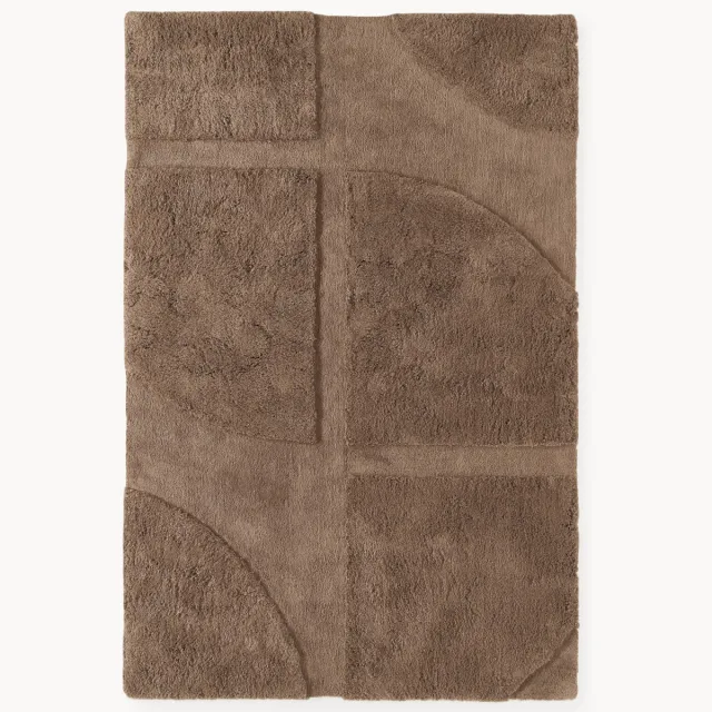Westwing Collection Pluizig hoog-laag vloerkleed Jade Bruin