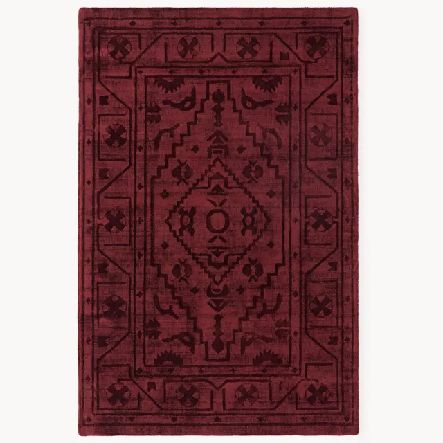 Westwing Collection Handgeweven viscose vloerkleed Shaila Wijnrood