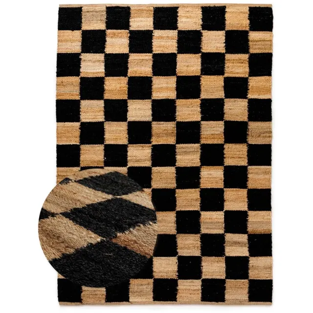 Boho&me Jute vloerkleed - Patch naturel/zwart 120x170