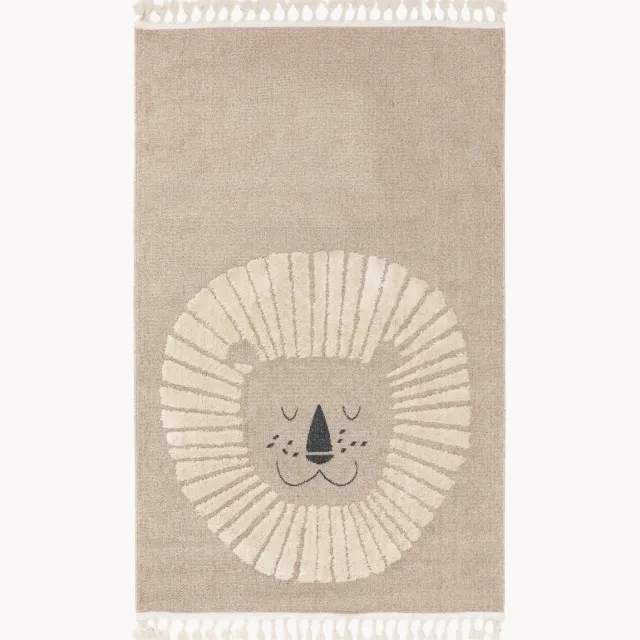 benuta Kindervloerkleed Momo met kwastjes en hoog-laag effect Beige