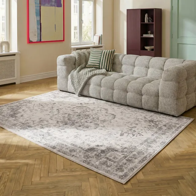 MrCarpet Wasbaar Vintage Vloerkleed Beige Mason 160x230cm Mrcarpet