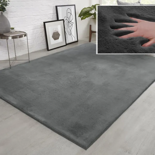 flycarpets Fluffy Hoogpolig Super Zacht Effen Vloerkleed - Grijs