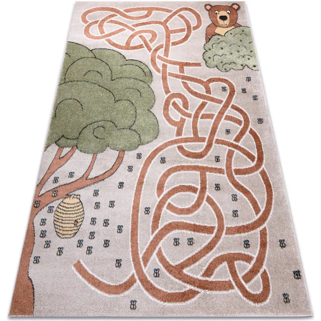 RUGSX Kleden Rugsx Tapijt FUN Honey voor kinderen, beer, bijen 120x170 cm Beige