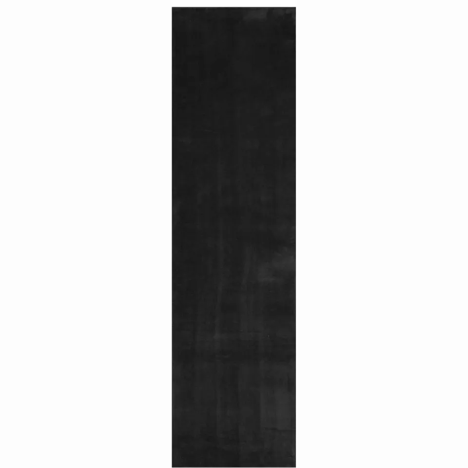 vidaXL Vloerkleed HUARTE Zwart 80 x 400 cm 100% Polyester Plat, foto 3