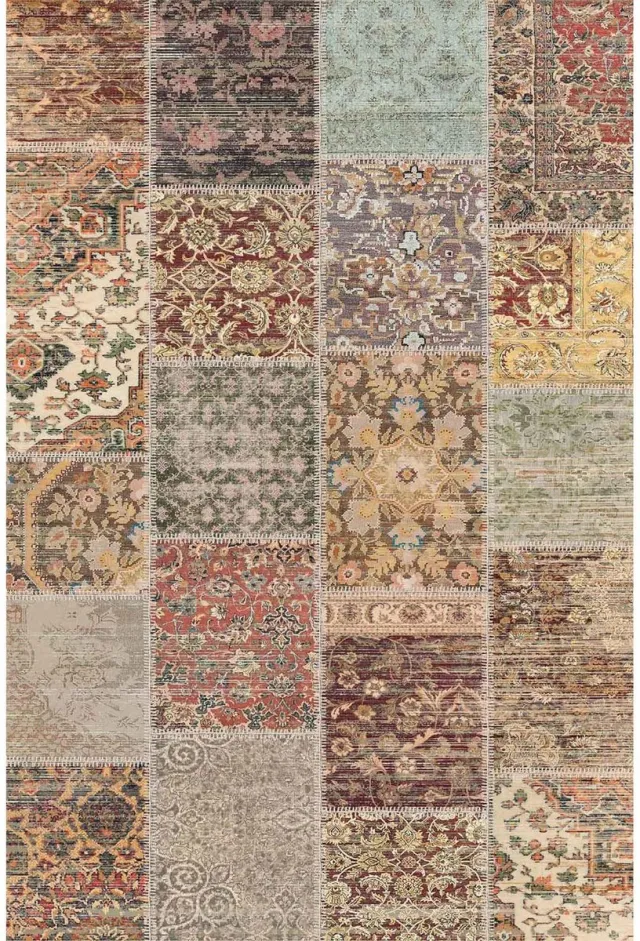 Bamyum Nadine Bedrukt Tapijt Chenilleprint Machine Made 120 x 180 cm, Vintage Tapijt Slaapkamer, Antibacterieel Antislip Ondervloer Keukentapijt Patchwork