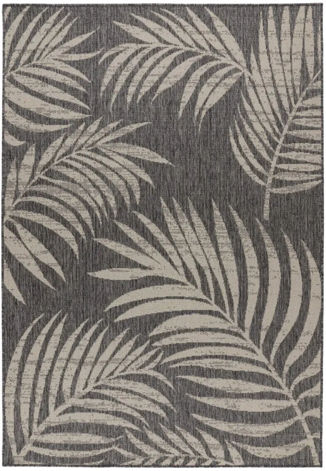 Muratap Casa Floral - Buitenkleed – Indoor & Outdoor, Sisal-Look Vloerkleed, Weerbestendig, Tuin, Balkonkleed - Grijs Zilver