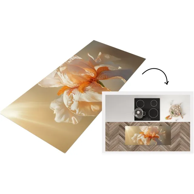KitchenYeah Keukenloper - Keukenmat vinyl Close up - Oranje - Iris - Keukenmatten loper - Keuken vloerkleed tapijt