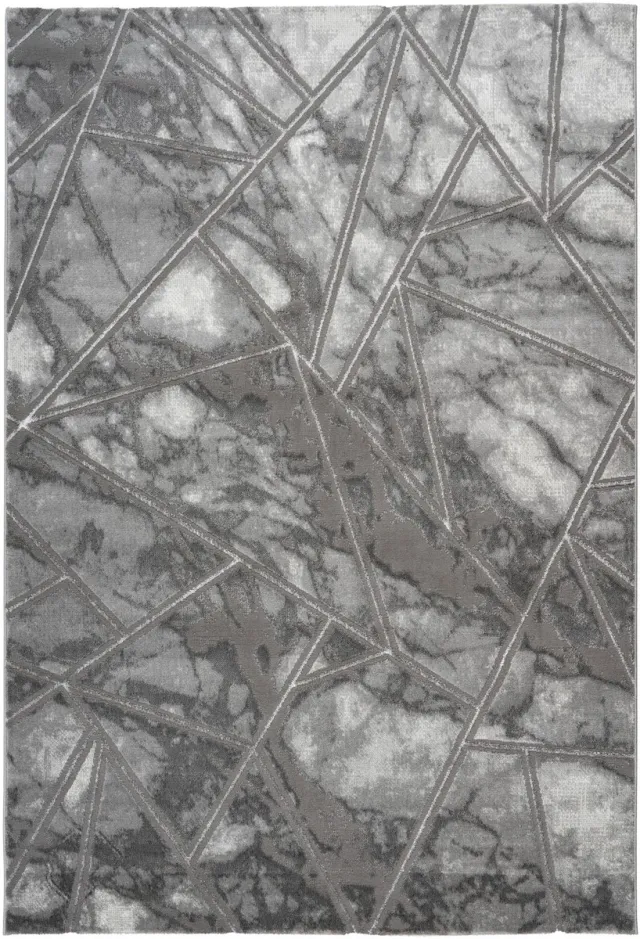 Padiro design laagpolig vloerkleed 120 x 170 cm - lichtgrijs - modern abstract ontwerp - voor vloerverwarming - van polypropyleen en polyester