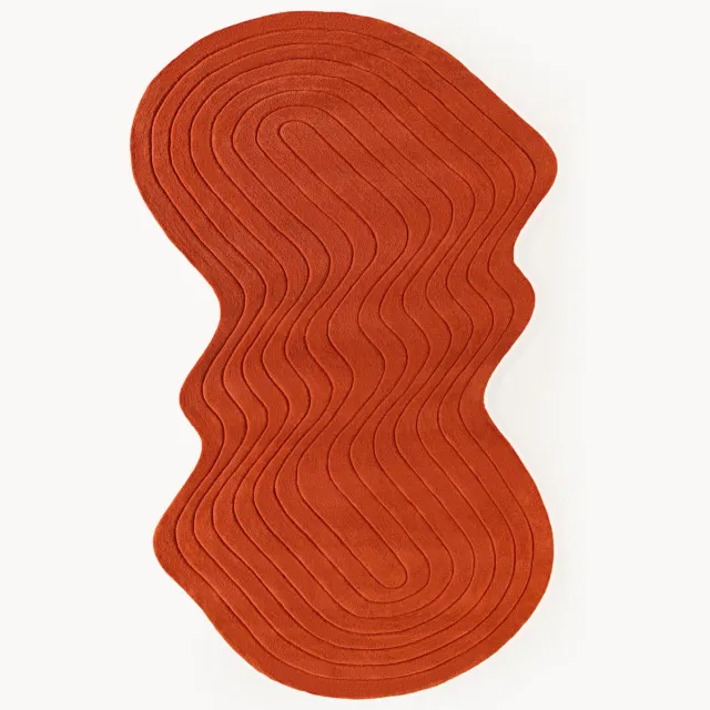 Westwing Collection Handgetuft wollen vloerkleed Aliza in organische vorm Oranje
