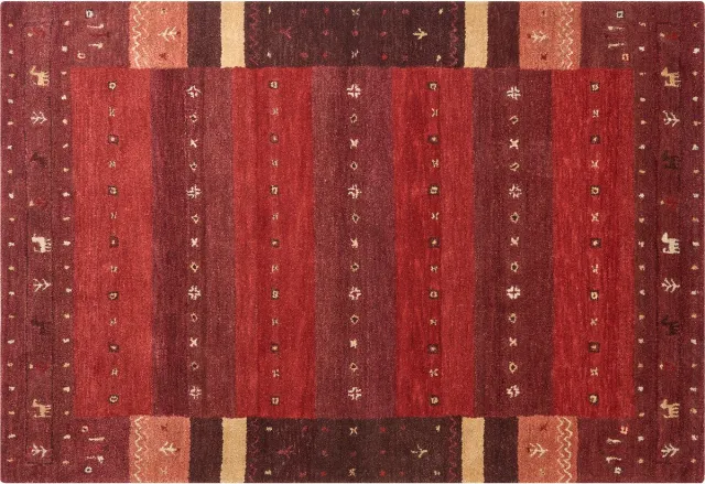 Beliani SINANLI - Modern vloerkleed - Donkerrood - 140 x 200 cm - Wol