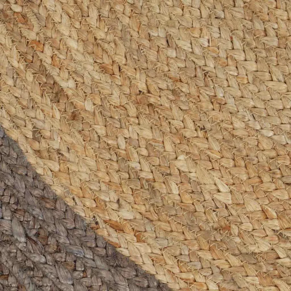 vidaXL Vloerkleed handgemaakt met grijze rand 90 cm jute grijs, foto 4