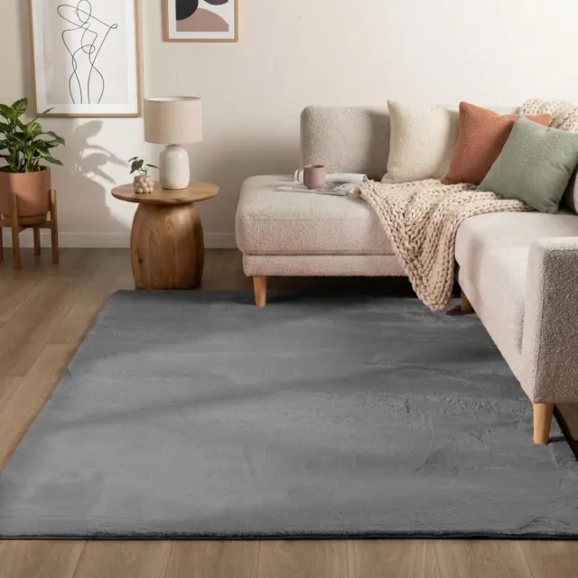 flycarpets Amalfi vloerkleed Antraciet - Laagpolig wasbaar Fluffy en Zacht - Woonkamer tapijt - 300x400 cm