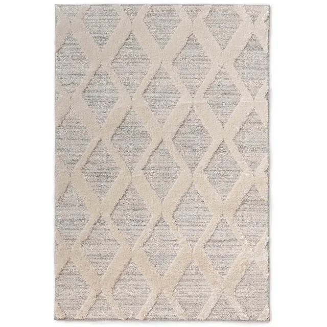 Tapeso Scandinavisch vloerkleed - Fjord Dvale grijs/crème 120x170