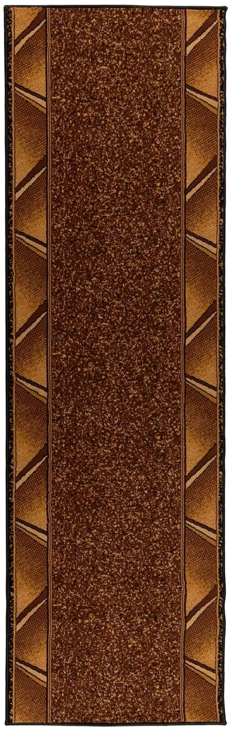 vidaXL Lopers - Tapijt - FLORNES - Geweven - Bruin - Zigzag - 80 - x - 450 - cm - PP - 7 - mm