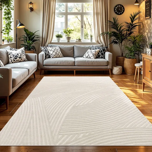 TT Home Binnen- en buitentapijt weerbestendig balkon slaapkamer boho skandi motief effen kleuren 120 x 170 cm Rechthoek 120 x 170 cm Rechthoek beige